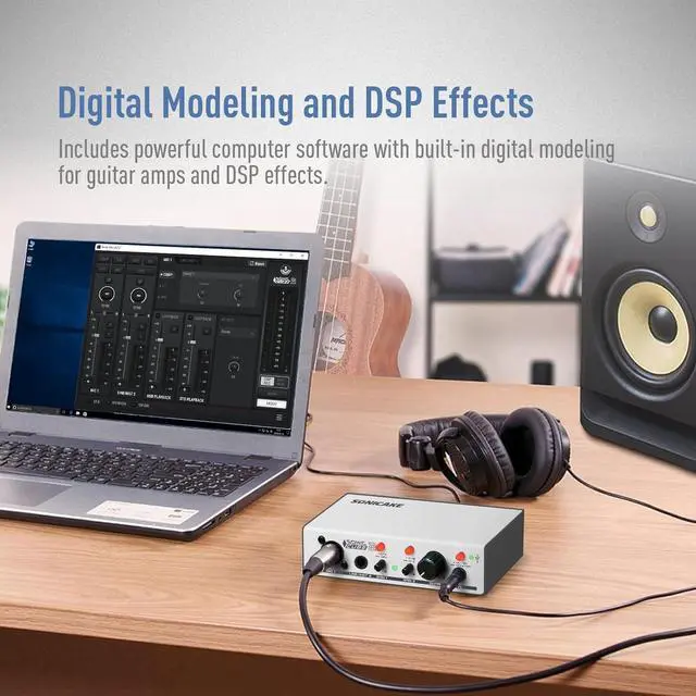 Alt view image 6 of 7 - Sonic Cube II - USB Audio Interface Mixer with Digital Modeling & DSP Effects for Recording, Streaming and Podcasting, 48V Phantom Power Dual-Channel Analog Preamp with XLR and Line Inputs