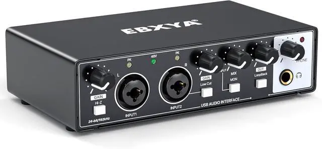 Alt view image 4 of 7 - 2i2 USB Audio Interface for PC Recording, 24-bit/192kHz Plug and Play USB Interface +48V Phantom Power for Music, Studio, Guitar, Podcast, Streaming No Software Included(Metallic Black)