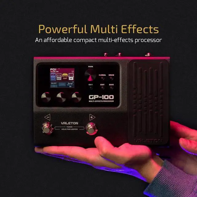 Alt view image 2 of 7 - GP-100 Guitar Bass Amp Modeling IR Cabinets Simulation Multi Language Multi-Effects with Expression Pedal Stereo OTG USB Audio Interface (BLACK)