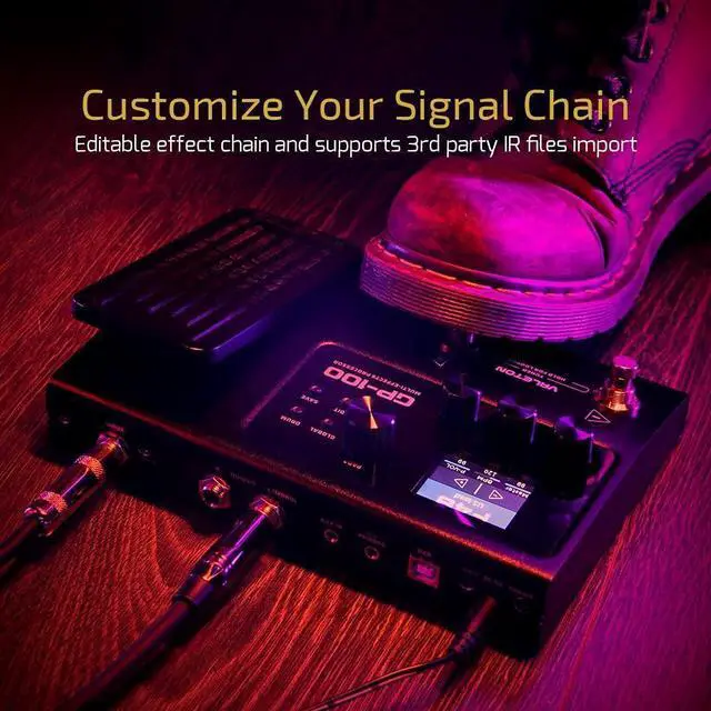 Alt view image 4 of 7 - GP-100 Guitar Bass Amp Modeling IR Cabinets Simulation Multi Language Multi-Effects with Expression Pedal Stereo OTG USB Audio Interface (BLACK)