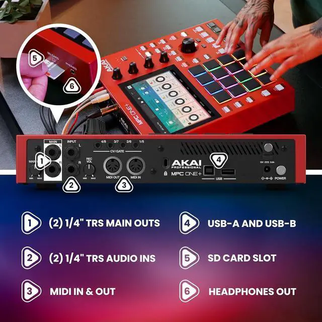 Alt view image 3 of 7 - MPC One+ Standalone Drum Machine, Beat Maker and MIDI Controller with WiFi, Bluetooth, Drum Pads, Synth Plug-ins, Touchscreen, and Native Instruments Integration