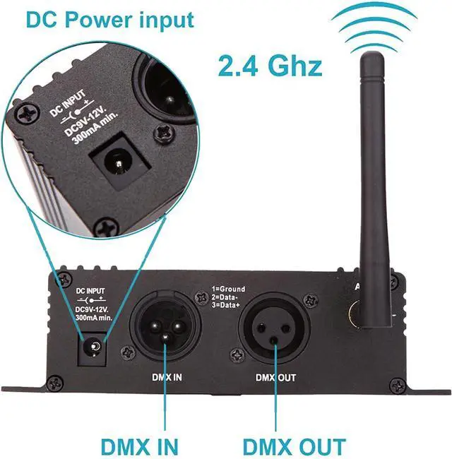 Alt view image 3 of 7 - DMX 512 Controller 2.4G Wireless Transmitter Receiver LCD Display Power Adjustable Repeater Lighting Dimmer Controller for Disco DJ Py Light