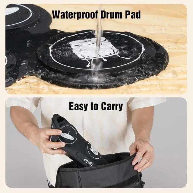 Alt view image 5 of 6 - Electronic Drum Set, 7 Pads Roll Up Electric Drum Pad with Wireless Function, Portable Rechargeable Midi Drum Kit with Built-in Ser/Pedals/Headphone Jack, Great Holiday Gift for Beginner