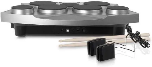 Alt view image 4 of 7 - Pro Electronic Drum kit - Portable Electric Tabletop Drum Set Machine with Digital Panel, 7 Drum Pad, Hi-Hat / Kick Bass Pedal Controller USB AUX -Tom Toms, Hi-Hat, Snare Drums, Cymbals - PTED06
