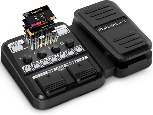 Main image of KMF-1 Guitar Pedal, 77 Effects Guitar Multi Effects Pedal with 50 Preset, 42 Drum Rhythm, 18 Amp/Cab, Upgraded Color Screen, Aux In, Guitar Tuner Looper Expression Wah Volume Distortion Pedal