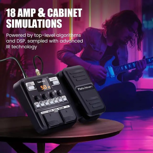 Alt view image 3 of 7 - KMF-1 Guitar Pedal, 77 Effects Guitar Multi Effects Pedal with 50 Preset, 42 Drum Rhythm, 18 Amp/Cab, Upgraded Color Screen, Aux In, Guitar Tuner Looper Expression Wah Volume Distortion Pedal