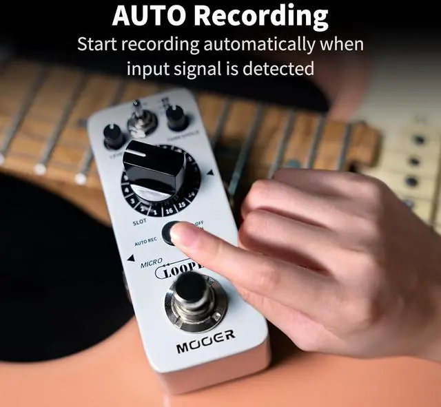 Alt view image 4 of 7 - Micro Looper II Guitar Loop Pedal With 480 Minutes Recording, AUTO REC Function, 3 Saving Banks and 16 Slots Per Bank