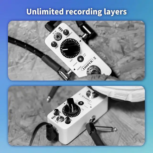 Alt view image 5 of 7 - Micro Looper II Guitar Loop Pedal With 480 Minutes Recording, AUTO REC Function, 3 Saving Banks and 16 Slots Per Bank