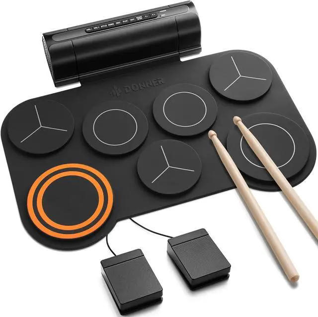 Main image of Electronic Drum Set, 7 Pads Electric Drum Pad Roll Up Quiet Drum Pad Built-in Ser, 40 Drum Lessons Included, Kids Holiday Christmas & Birthday Gift Instrument Toys(DED-20)