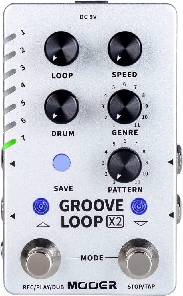 Main image of Groove Looper Pedal Drum Machine Stereo Guitar Loop Recorder Pedals with 140 Minutes Loops 121 Drum Grooves Editor Software (X2)