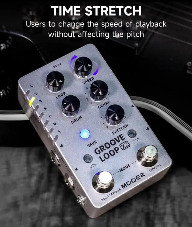 Alt view image 4 of 7 - Groove Looper Pedal Drum Machine Stereo Guitar Loop Recorder Pedals with 140 Minutes Loops 121 Drum Grooves Editor Software (X2)
