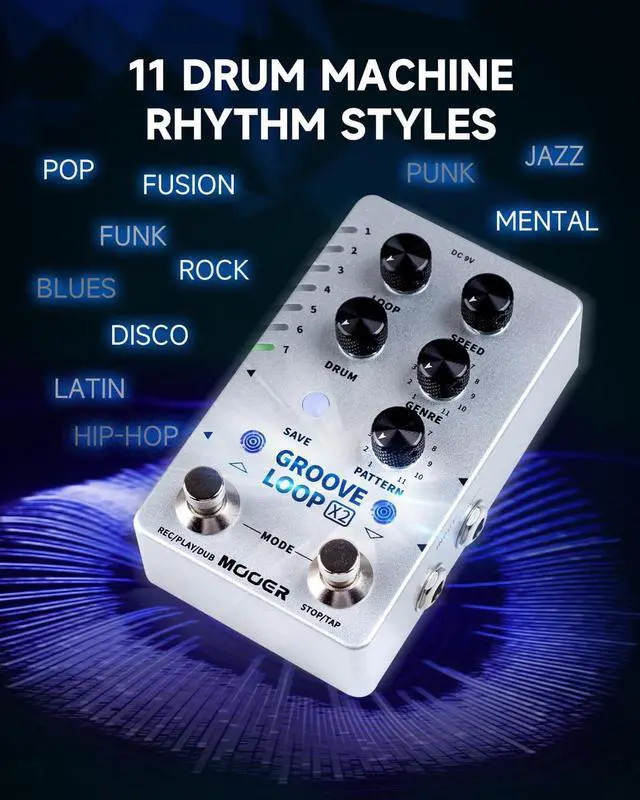 Alt view image 6 of 7 - Groove Looper Pedal Drum Machine Stereo Guitar Loop Recorder Pedals with 140 Minutes Loops 121 Drum Grooves Editor Software (X2)
