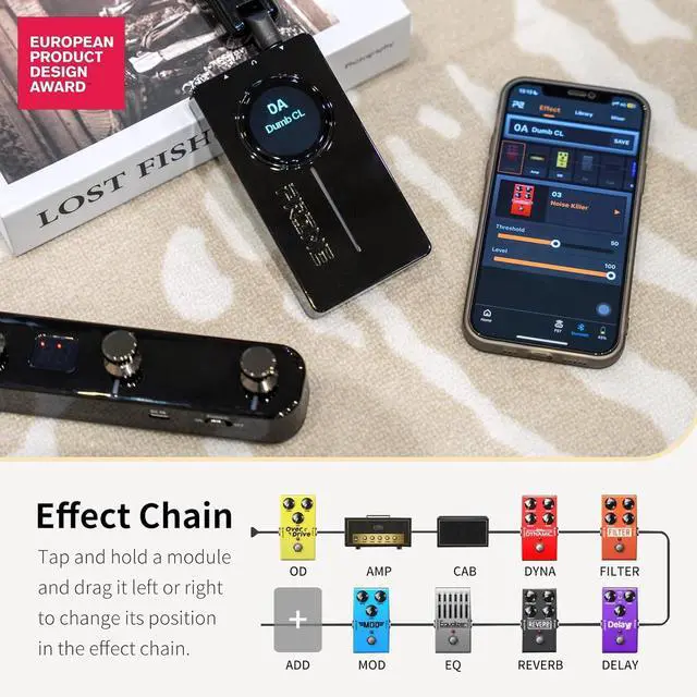 Alt view image 2 of 6 - P2 Multi-Effects Pedal Processor, Electric Guitar Bass Guitar Pedals with Amp MIDI Looper Drum Machine Touch Screen for Performance Practice Live Streaming