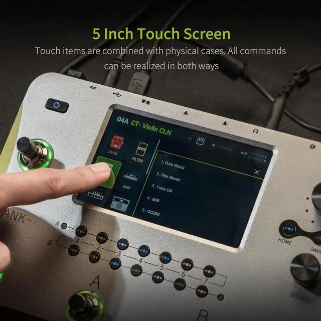 Alt view image 3 of 7 - GE1000Li Guitar Mutieffects Pedal Processor WIth Battery 5" Touch Screen, 288 Effects, AI Equalization Third-brand IRs, Stereo Sound, Surport XLR, MIDI Port, APP Cloud