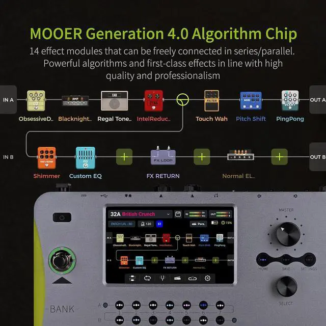 Alt view image 4 of 7 - GE1000Li Guitar Mutieffects Pedal Processor WIth Battery 5" Touch Screen, 288 Effects, AI Equalization Third-brand IRs, Stereo Sound, Surport XLR, MIDI Port, APP Cloud