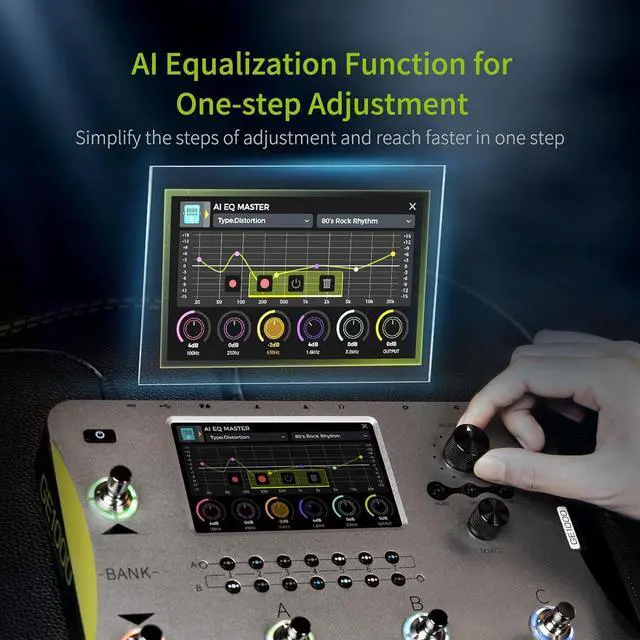 Alt view image 5 of 7 - GE1000Li Guitar Mutieffects Pedal Processor WIth Battery 5" Touch Screen, 288 Effects, AI Equalization Third-brand IRs, Stereo Sound, Surport XLR, MIDI Port, APP Cloud