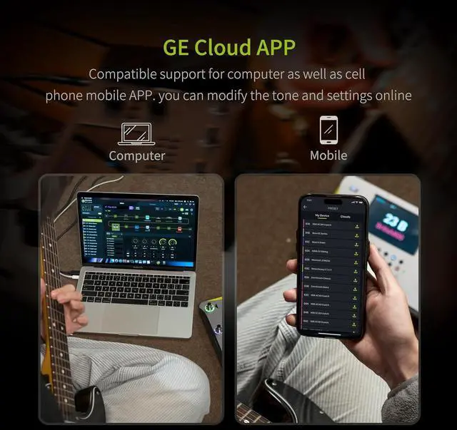 Alt view image 6 of 7 - GE1000Li Guitar Mutieffects Pedal Processor WIth Battery 5" Touch Screen, 288 Effects, AI Equalization Third-brand IRs, Stereo Sound, Surport XLR, MIDI Port, APP Cloud