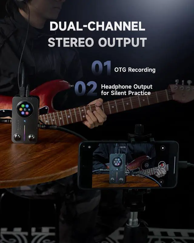 Alt view image 6 of 7 - Prime M2 Multi Effects Processor Headphone Amp, Stereo Bass Guitar Pedals with 194 Effect Models Loading MNRS and Third-party IR Sample Files Touch Screen for Performance Practice, Gray