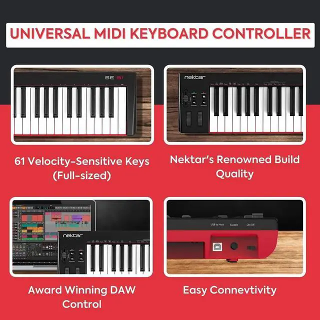 Alt view image 2 of 6 - SE61 - USB MIDI Controller Keyboard with  DAW Integration, Black