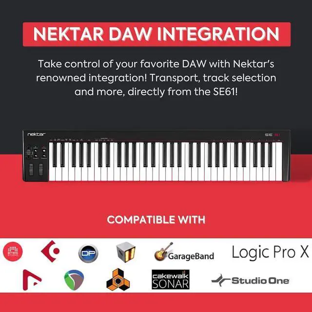 Alt view image 3 of 6 - SE61 - USB MIDI Controller Keyboard with  DAW Integration, Black