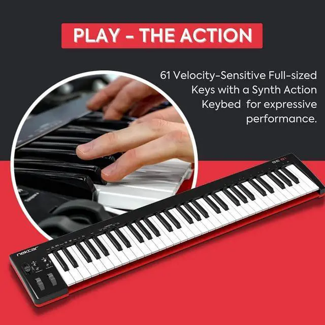 Alt view image 4 of 6 - SE61 - USB MIDI Controller Keyboard with  DAW Integration, Black