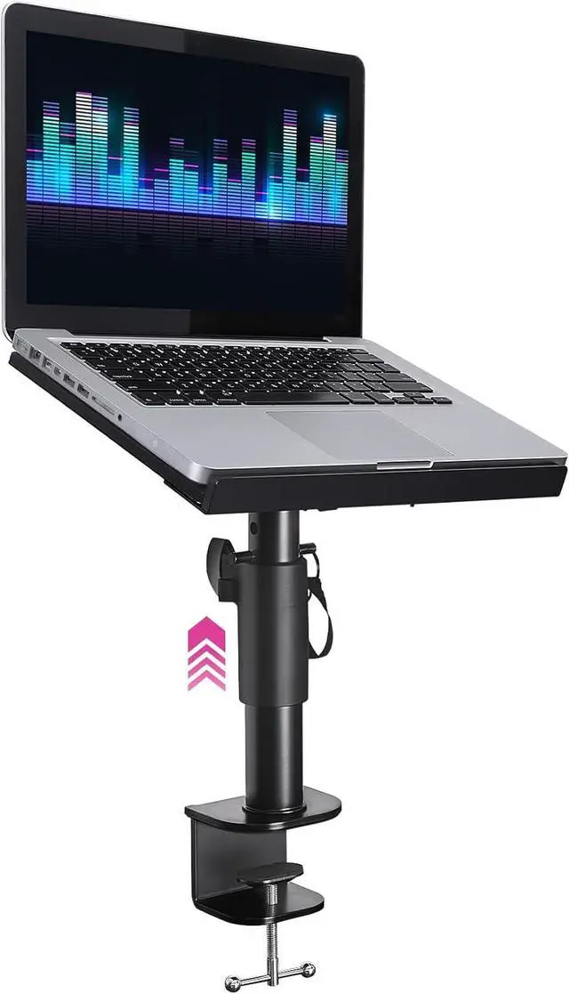 Main image of Laptop Desk Mount for Piano, Keyboard & DJ Workstations - 9x12.5 Adjustable Laptop Arm Mount for Desk Holds Up to 65 LBS Ergonomic & Adjustable Dgn
