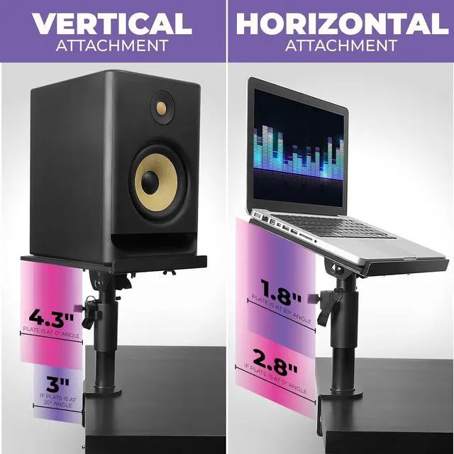 Alt view image 4 of 6 - Laptop Desk Mount for Piano, Keyboard & DJ Workstations - 9x12.5 Adjustable Laptop Arm Mount for Desk Holds Up to 65 LBS Ergonomic & Adjustable Dgn