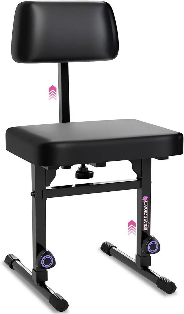 Main image of Piano Bench Adjustable Stool  Music Keyboard Bench with Backrest Seat for Piano Keyboard Stand with Black Padded Cushion for Musicians Piano Stool Chair