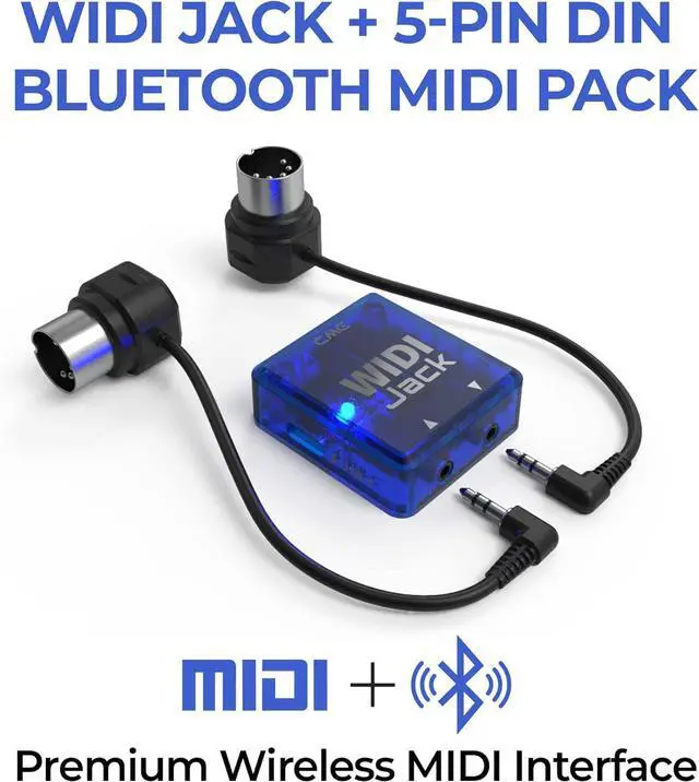 Alt view image 2 of 7 - WIDI Jack + DIN-5 MIDI Cable k - Bluetooth MIDI Interface with 5-PIN DIN MIDI cables Included - Works with all DIN-5 MIDI devices - Wireless MIDI for Synth Keytar Pedalboard Keyboard