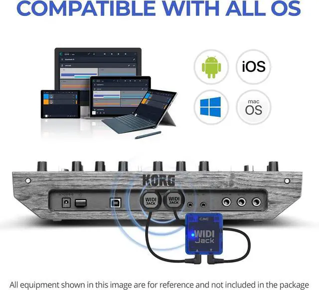 Alt view image 3 of 7 - WIDI Jack + DIN-5 MIDI Cable k - Bluetooth MIDI Interface with 5-PIN DIN MIDI cables Included - Works with all DIN-5 MIDI devices - Wireless MIDI for Synth Keytar Pedalboard Keyboard