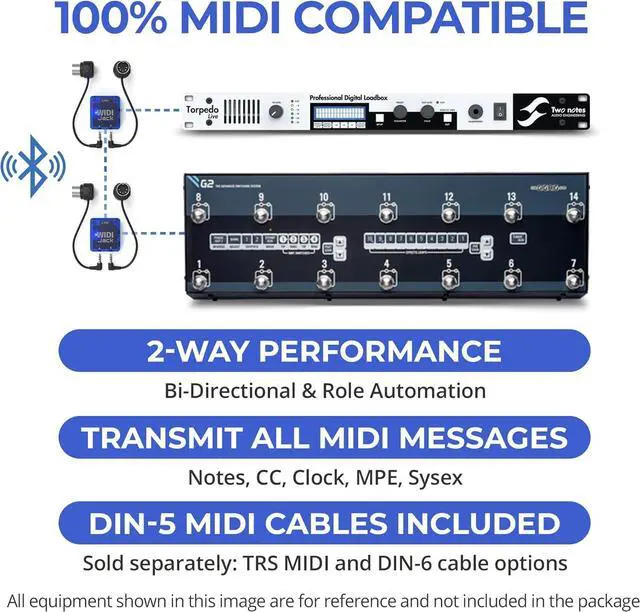 Alt view image 6 of 7 - WIDI Jack + DIN-5 MIDI Cable k - Bluetooth MIDI Interface with 5-PIN DIN MIDI cables Included - Works with all DIN-5 MIDI devices - Wireless MIDI for Synth Keytar Pedalboard Keyboard