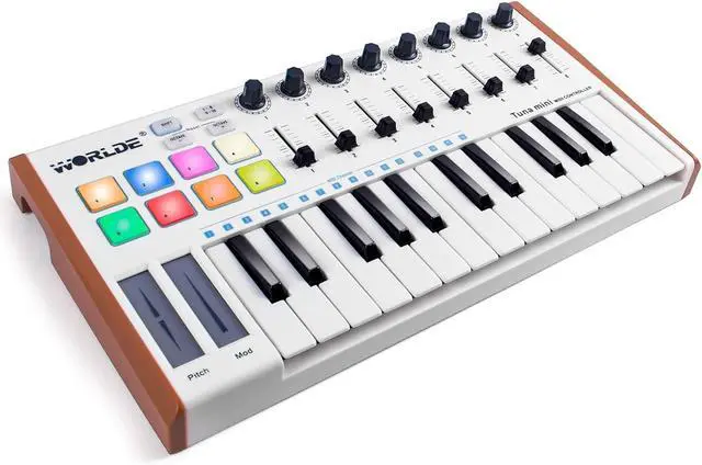 Main image of Midi Controller,  Worlde TUNA PANDA MINI 25 Keys Portable USB Midi Keyboard with 8 RGB Backlit Colorful Drum Beat