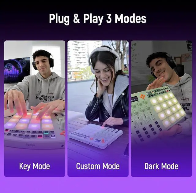 Alt view image 4 of 7 - Wireless MIDI Pad Controller, USB Rechargeable Beat Maker Machine for Music Production Professional with 16 RGB Beat Pad, OLED Screen, 16 Step Sequencer, MIDI In/Out/Thru