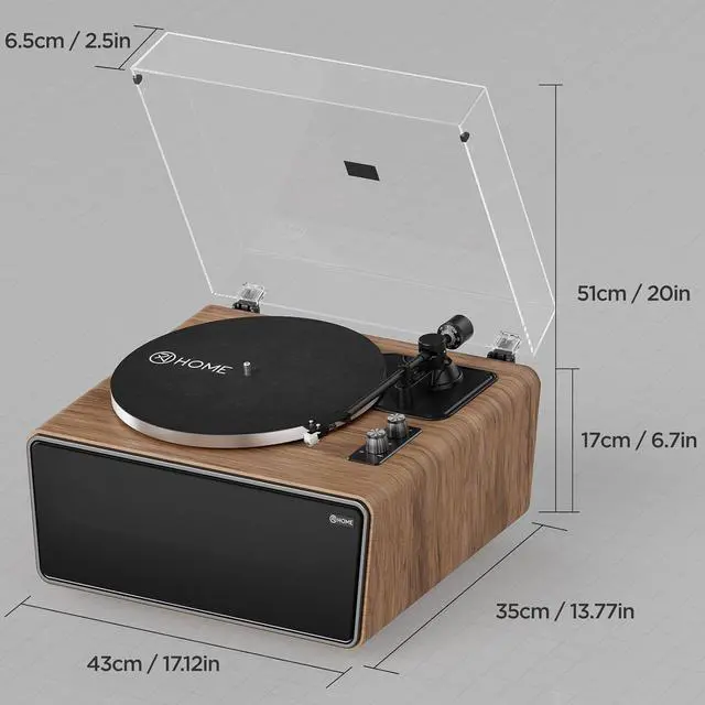 Alt view image 7 of 7 - All in One Vinyl Record Player,Bluetooth Turntable Built in 4 Stereo Sers Phono Preamp,High Fidelity Turntables for Vinyl Records with Magnetic Cridge AT-3600L MM,Belt Drive 2-Speed,33/45 RPM