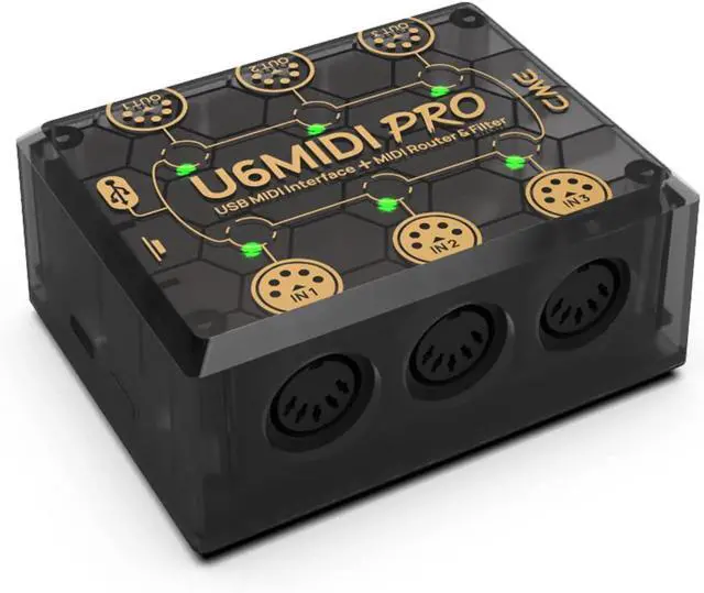 Main image of U6MIDI Pro - MIDI Interface with Router, Mapper, and Filter - Plug-and-play USB MIDI for computers - Standalone 3-in-3-out MIDI for Merge, Split, Thru