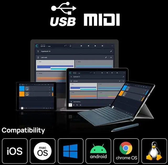 Alt view image 5 of 7 - U6MIDI Pro - MIDI Interface with Router, Mapper, and Filter - Plug-and-play USB MIDI for computers - Standalone 3-in-3-out MIDI for Merge, Split, Thru