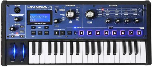 Main image of MiniNova Analogue Modelling Comt 37 Mini-key Synth  Tough, comt, powerful mini-synth with pitch-correcting effect vocoder, 256 onboard sounds and five effects per voice layering Blue