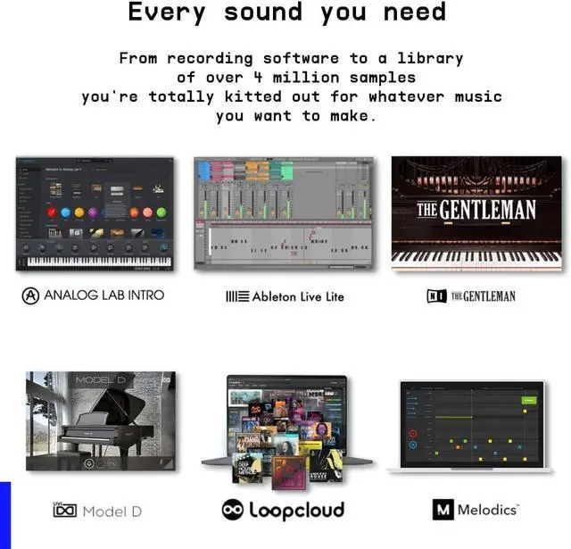 Alt view image 6 of 6 - MiniLab 3  Limited Edition Mint Green 25 Key USB MIDI Keyboard Controller With 8 Multi-Color Drum Pads, 8 Knobs and Music Production Software Included