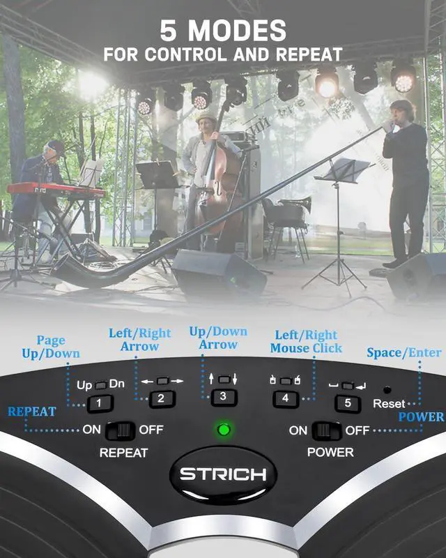 Alt view image 2 of 7 - Wireless Page Turner Pedal, 5 Modes, Portable & Anti-slip, Footswitch Page Turner Quiet Operation for iPad, Performances and Teaching, SPT-20