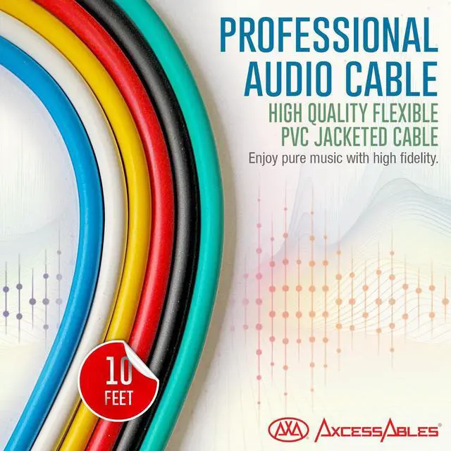 Alt view image 5 of 7 - AxcessAbles 1/4" Balanced TRS Audio Cables - 10ft | Multi-Color Quer Inch Balanced Cables | TRS Ser Patch Cables | 1/4" TRS to TRS 10ft Snake Cords (10ft - 6 k)