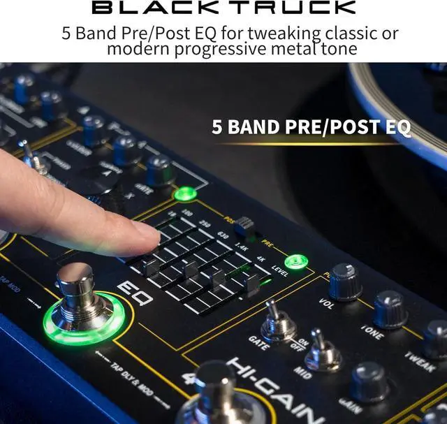 Alt view image 6 of 7 - Black Truck Guitar Combined Effects Pedal for Metal with Compressor, Overdrive, Distortion, EQ, modulation, Delay, Reverb