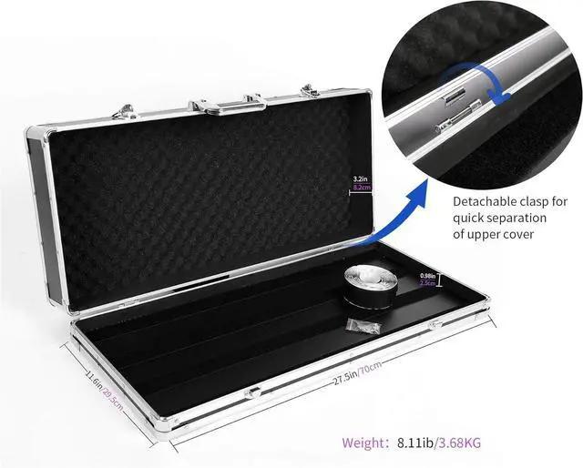 Alt view image 2 of 7 - Ghost Fire Guitar Multi Effect Pedal Case 27.5x11.6x4.2in with Pedal Mounting Tape FastenerSturdy Locking Aluminum T series T-EC14