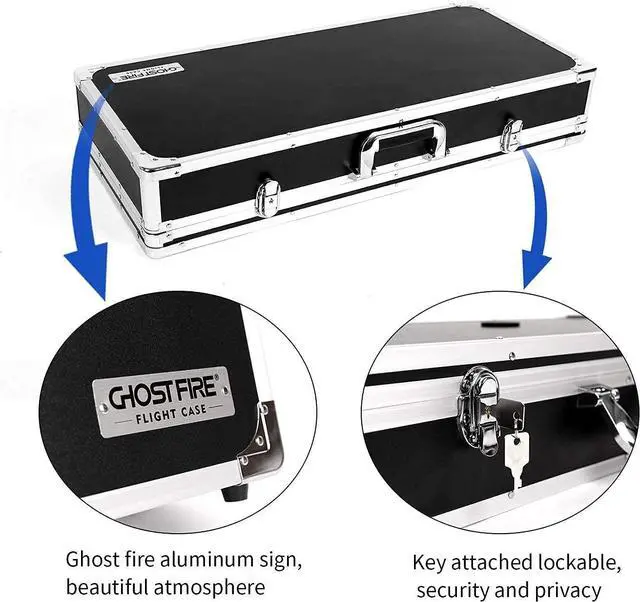 Alt view image 7 of 7 - Ghost Fire Guitar Multi Effect Pedal Case 27.5x11.6x4.2in with Pedal Mounting Tape FastenerSturdy Locking Aluminum T series T-EC14