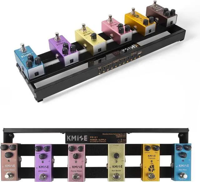 Alt view image 3 of 7 - Guitar Pedalboard with Built-in Power Supply Pedal Board Aluminium Alloy 1.8lb Lightweight 19x5 Inch Black Pedal Board with Power Supply, Carrying Bag, Guitar Pedal Cable, Hook Tape