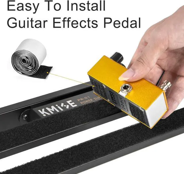 Alt view image 5 of 7 - Guitar Pedalboard with Built-in Power Supply Pedal Board Aluminium Alloy 1.8lb Lightweight 19x5 Inch Black Pedal Board with Power Supply, Carrying Bag, Guitar Pedal Cable, Hook Tape