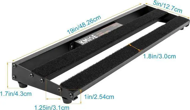 Alt view image 7 of 7 - Guitar Pedalboard with Built-in Power Supply Pedal Board Aluminium Alloy 1.8lb Lightweight 19x5 Inch Black Pedal Board with Power Supply, Carrying Bag, Guitar Pedal Cable, Hook Tape