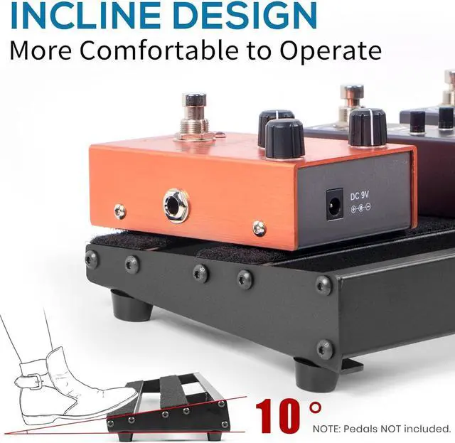 Alt view image 5 of 7 - Guitar Pedal Board with Built-in Power Supply Guitars Effect Pedalboard Aluminium Alloy Power Supply 19" x 5" with Bag, Pedal Cable