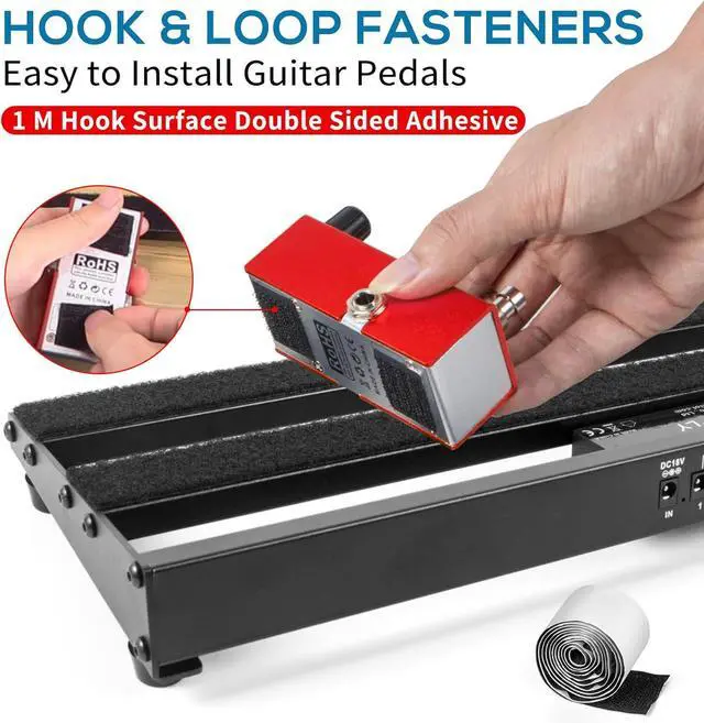 Alt view image 4 of 7 - Guitar Pedal Board with Built-in Power Supply Guitars Effect Pedalboard Aluminium Alloy Power Supply 19" x 5" with Bag, Pedal Cable