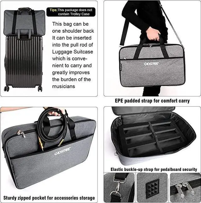 Alt view image 5 of 7 - Ghost Fire Guitar Pedal Board Aluminum Alloy 1.76lb Super light Effect Pedalboard 19.8''x11.5'' with Carry Bag,SPL-04