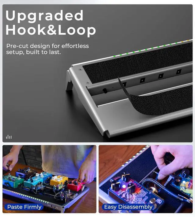 Alt view image 7 of 7 - Guitar Pedal Board with Built-in Isolated Power Supply, VPPD-S Aluminum Small Portable Folding Powered Guitar Pedalboard with Carry Bag, 2.8lb, Gray
